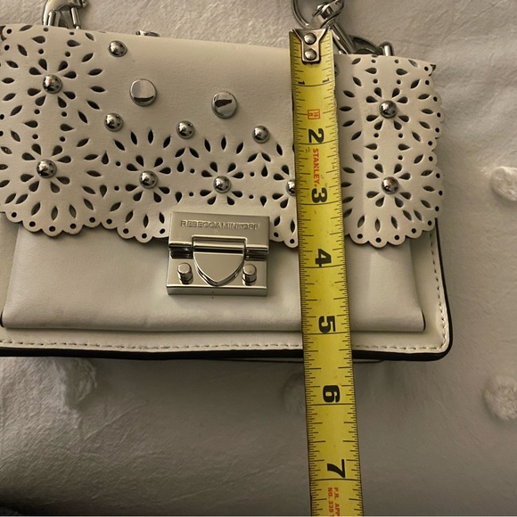 Rebecca Minkoff Laser cut Leather Crossbody Shoulder Bag Cream - Picture 9 of 11